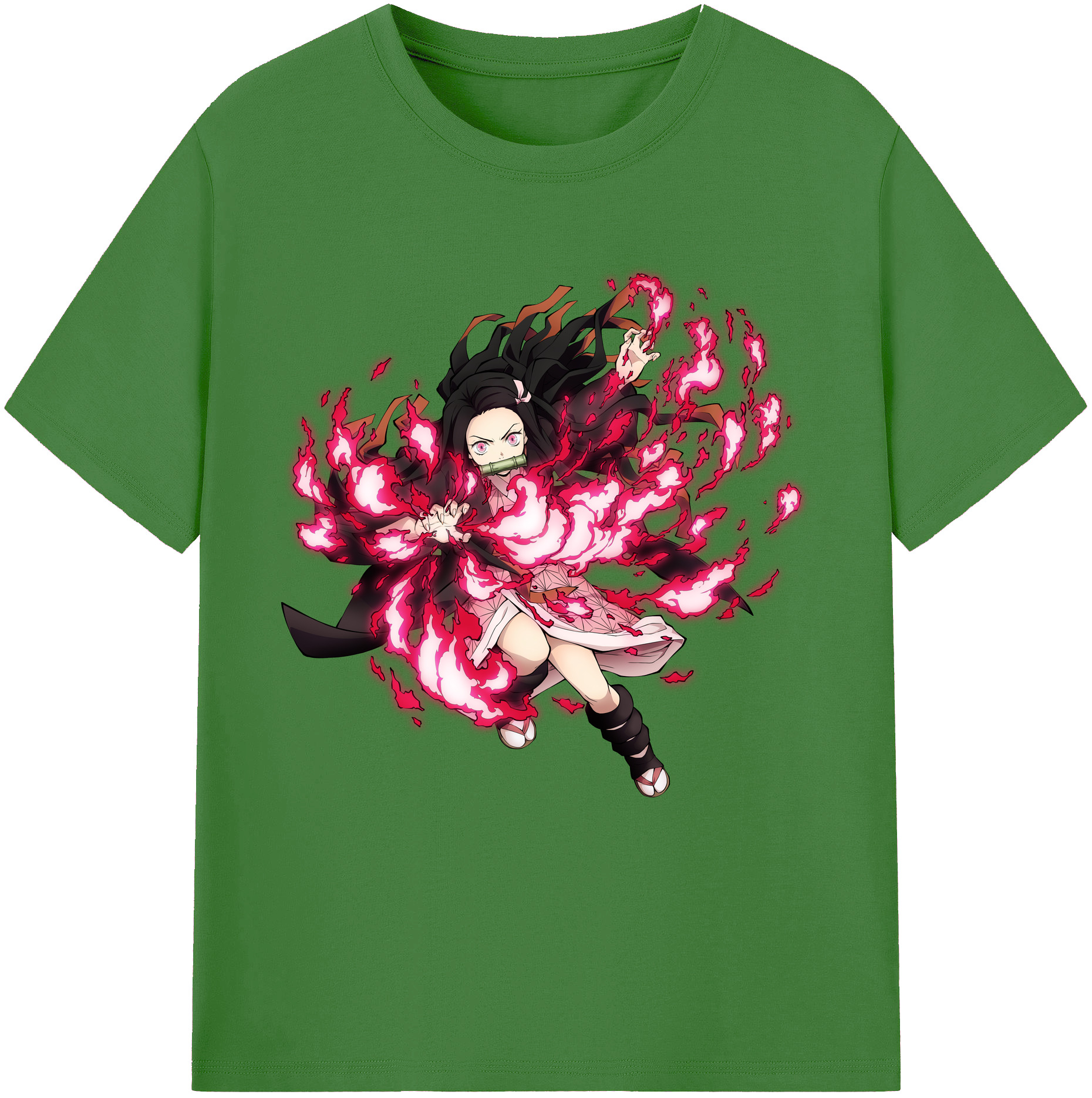 （画像用） 鬼滅の刃（きめつのやいば）竈門 禰󠄀豆子／かまど ねずこ Kamado Nezuko レディースカジュアルプリントTシャツ（綿100％）
